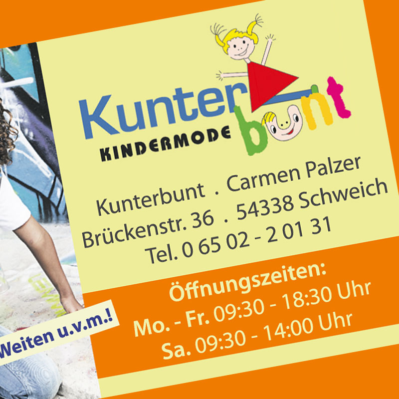 Ausschnitte aus den Projektarbeiten für Kunterbunt Kindermode